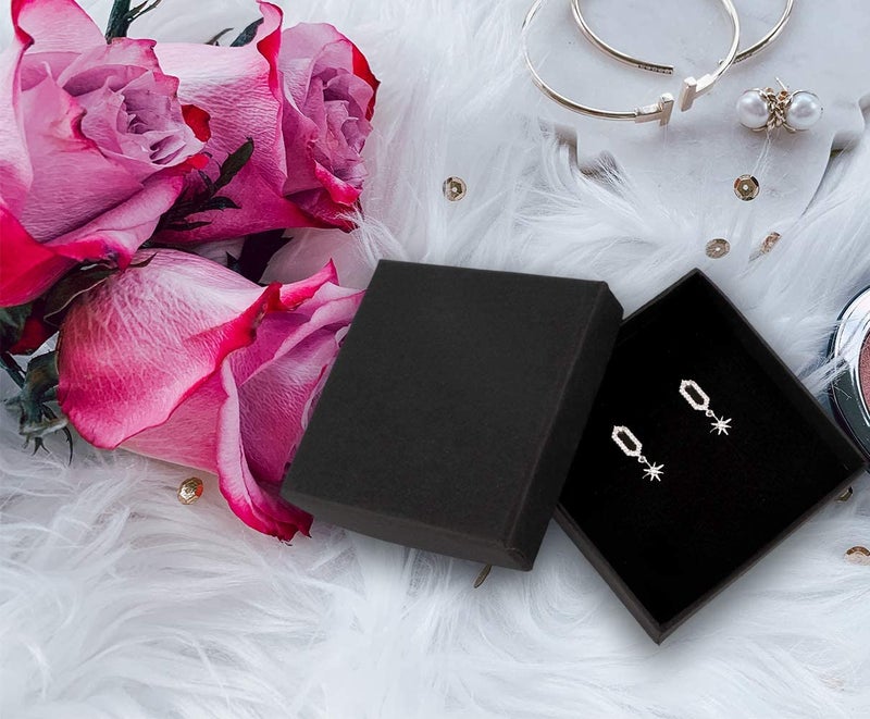 ديدوت dedoot كرافت صناديق المجوهرات حزمة من 30 صندوق هدايا مجوهرات من الورق المقوى مربع 2.8x2.8x1.2 بوصة قلادة صغيرة حلقة القرط كرافت صندوق لمجموعة المجوهرات مع وسادة مخملية سوداء - Image 3